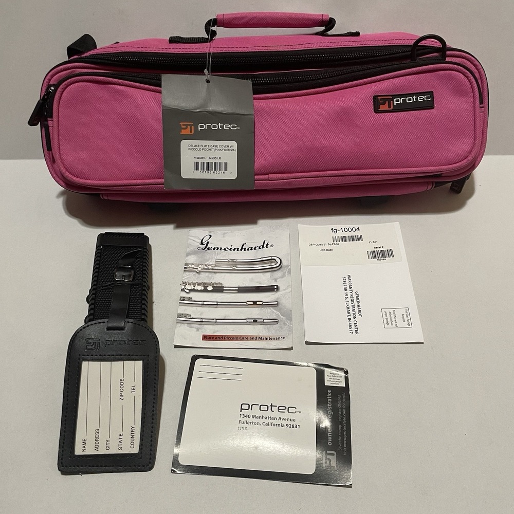 NWT PT Protec Deluxe Flute Case‎ Cover With Piccolo Pocket Pink Fuchsia